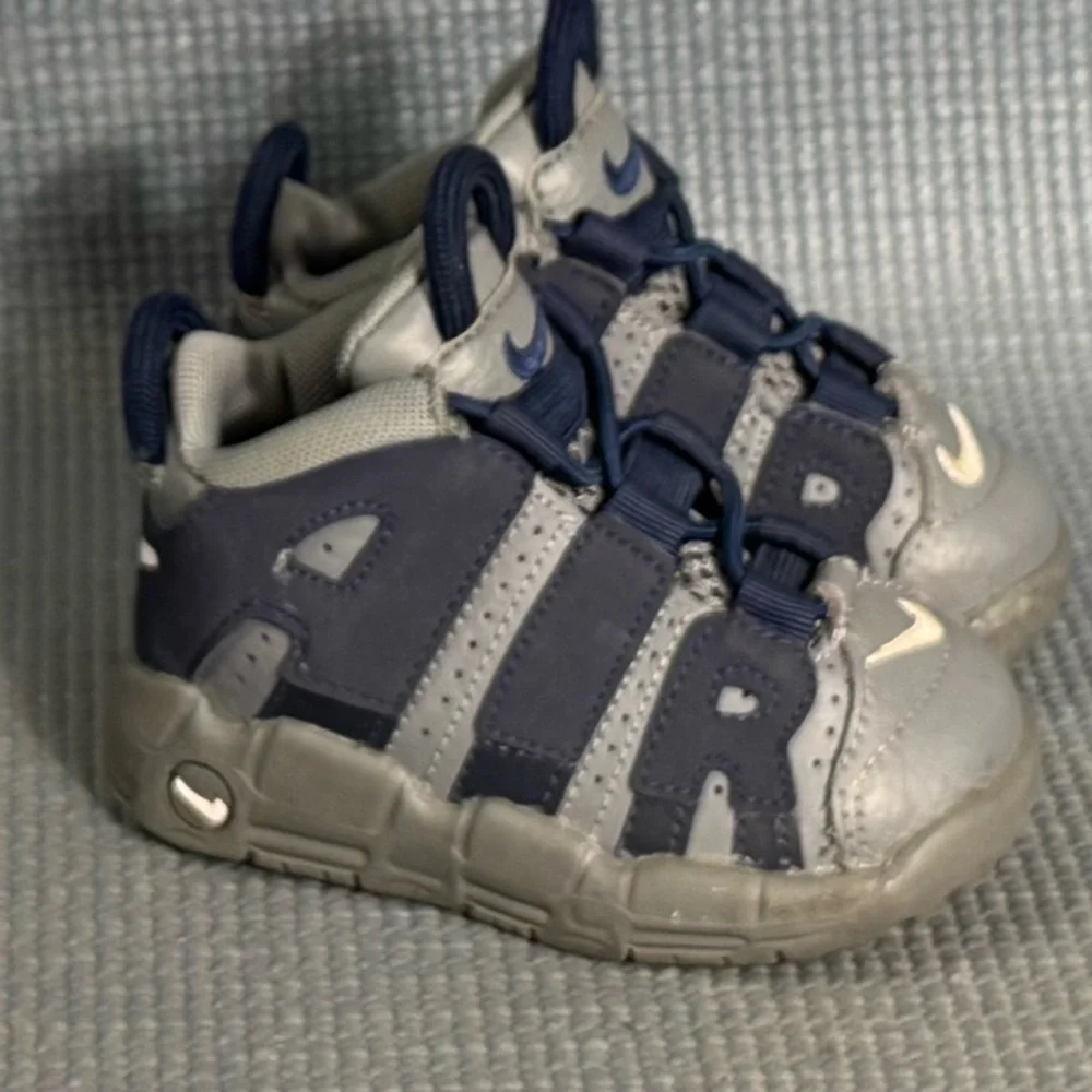 Nike‎ Air More Uptempo Cool Grey Midnight Navy (TD) Shoes DM3319-009 Size 5C
